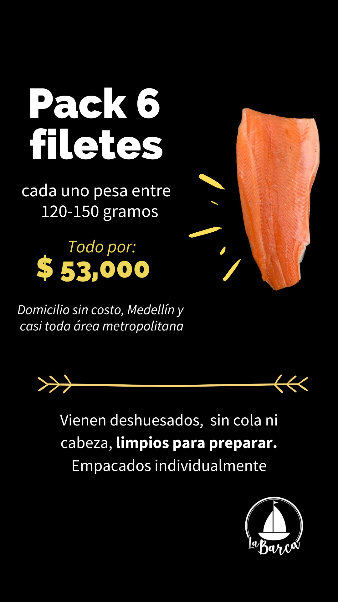 Pack x 6 Filetes de Trucha, c/u de 120-150g