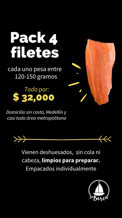 Pack x 4 Filetes de Trucha, c/u de 120-150g